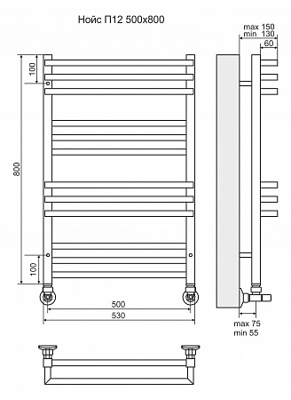 Нойс П12 500х800 Полотенцесушитель  TERMINUS Екатеринбург - фото 3
