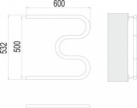 М-обр AISI 32х2 500х600 Полотенцесушитель  TERMINUS Екатеринбург - фото 3