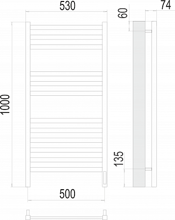 Енисей П12 500х1000  электро (sensor quick touch) Полотенцесушитель TERMINUS  Екатеринбург - фото 3