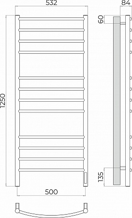 Классик П12 500х1250 Электро (quick touch) Полотенцесушитель TERMINUS Екатеринбург - фото 3