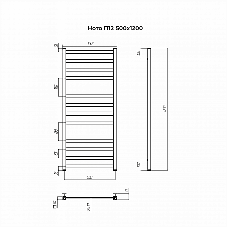 Ното П12 500х1200 Полотенцесушитель TERMINUS Екатеринбург - фото 3