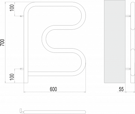 Электро 25 F-обр 600х600 поворотный Полотенцесушитель TERMINUS Екатеринбург - фото 3