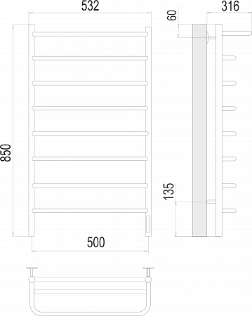Полка П8 500х850 Электро (quick touch) Полотенцесушитель  TERMINUS Екатеринбург - фото 3
