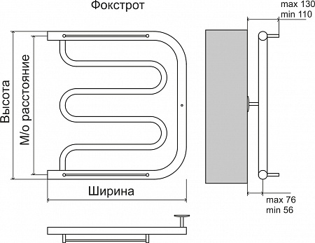 Фокстрот AISI 32х2 500х500 Полотенцесушитель  TERMINUS Екатеринбург - фото 3