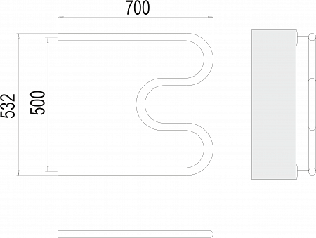 М-обр AISI 32х2 500х700 Полотенцесушитель  TERMINUS Екатеринбург - фото 3