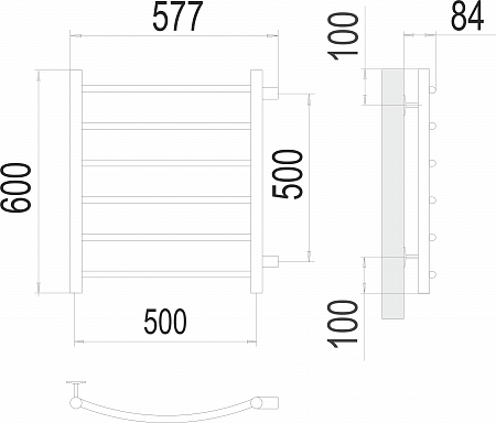 Классик П6 500х600 бп500 Полотенцесушитель  TERMINUS Екатеринбург - фото 3