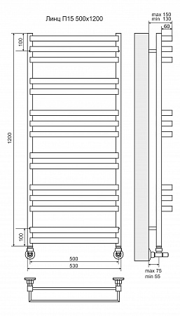 Линц П15 500х1200 Полотенцесушитель  TERMINUS Екатеринбург - фото 3