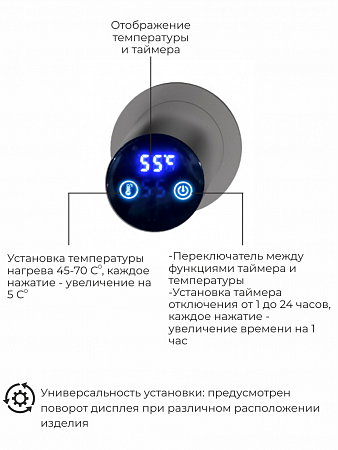 Рондо П2 350х760 электро Полотенцесушитель TERMINUS Оружейная сталь Екатеринбург - фото 5