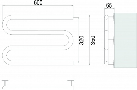 Электро 25 М-обр 600х350 Полотенцесушитель  TERMINUS Екатеринбург - фото 3
