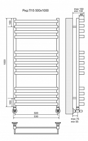 Рид П13 500х1000 Полотенцесушитель  TERMINUS Екатеринбург - фото 3