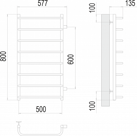 Стандарт П8 500х800 бп600 Полотенцесушитель  TERMINUS  - фото 3