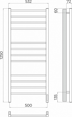 Аврора П12 500х1250 Электро (quick touch) Полотенцесушитель TERMINUS Екатеринбург - фото 3