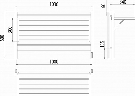 Горизонт П8 1000х600 электро КС ЧЕРНЫЙ МУАР (sensor quick touch) Полотенцесушитель TERMINUS Екатеринбург - фото 5