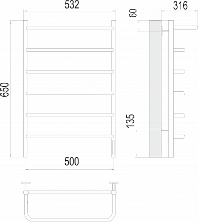Полка П6 500х650 Электро (quick touch) Полотенцесушитель  TERMINUS Екатеринбург - фото 3